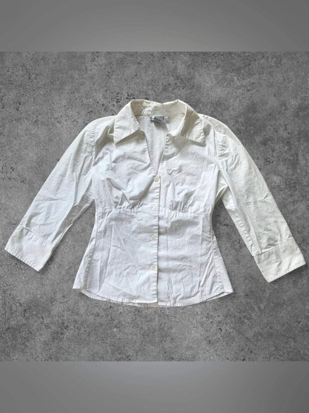 Y2K White Cotton Button Down Top - Picture 2 of 4